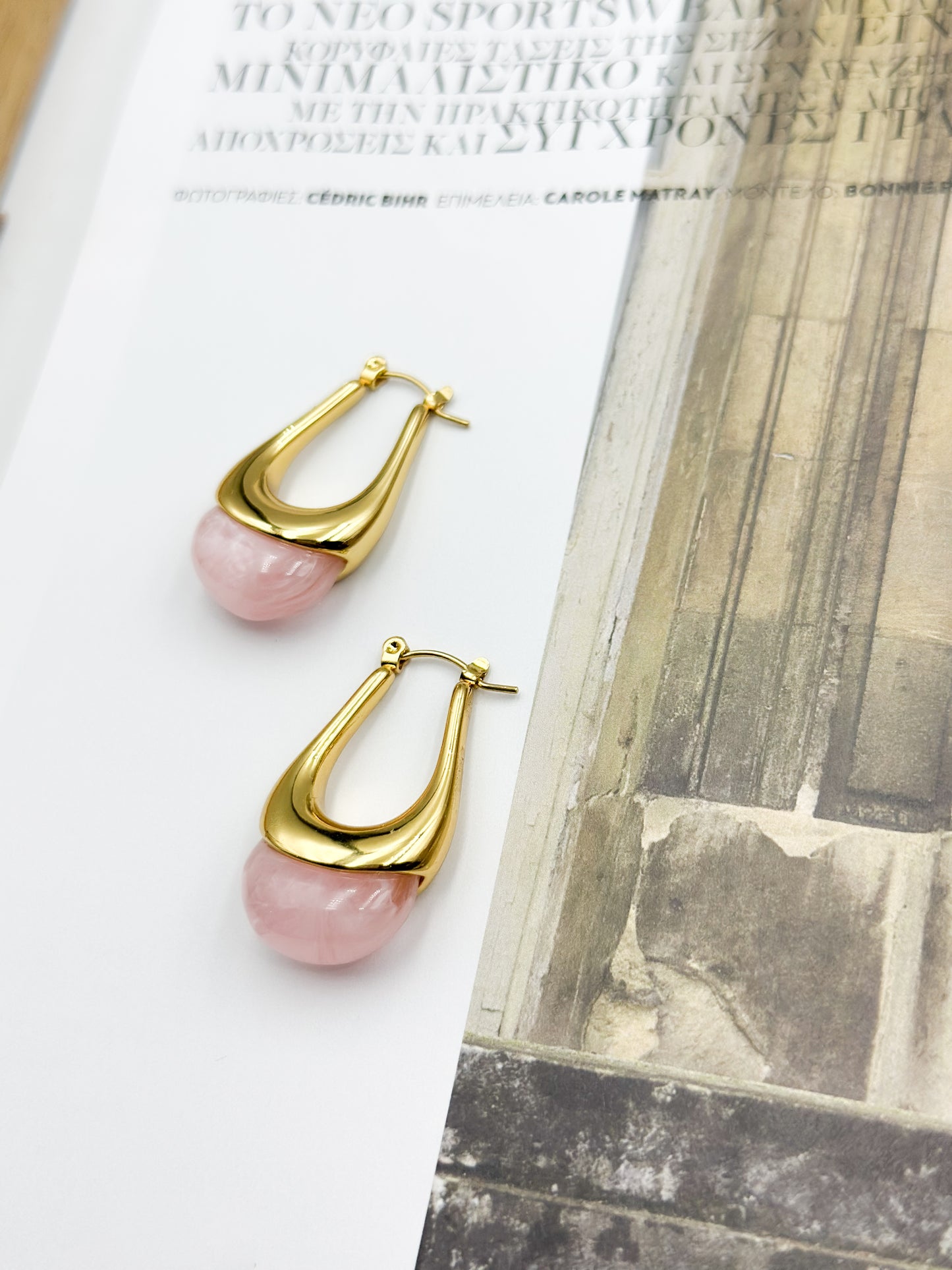 Rose Quartz Hoops