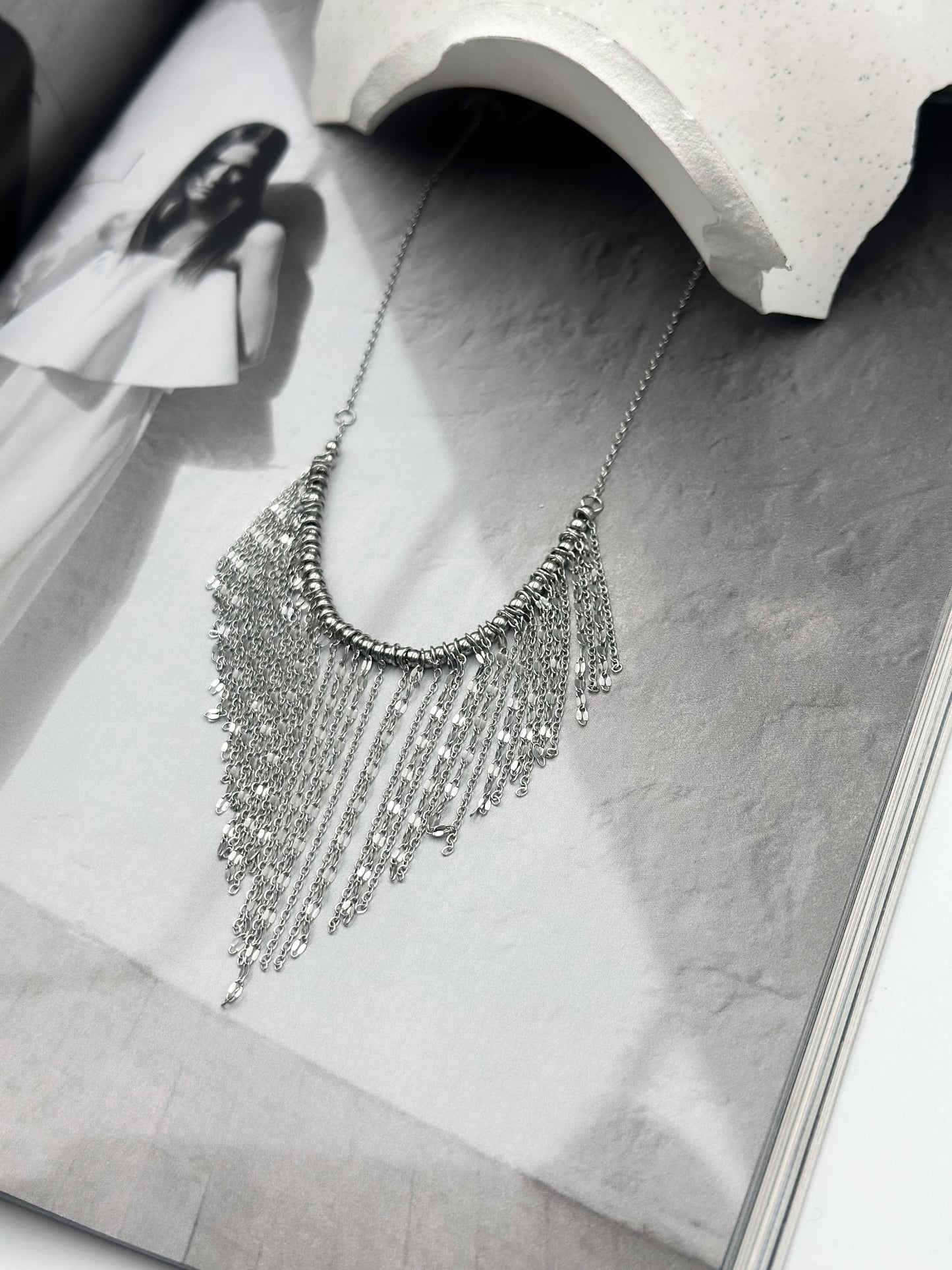 “Silver Cascade” necklace