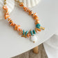 Coral & Turquoise Seashell Necklace
