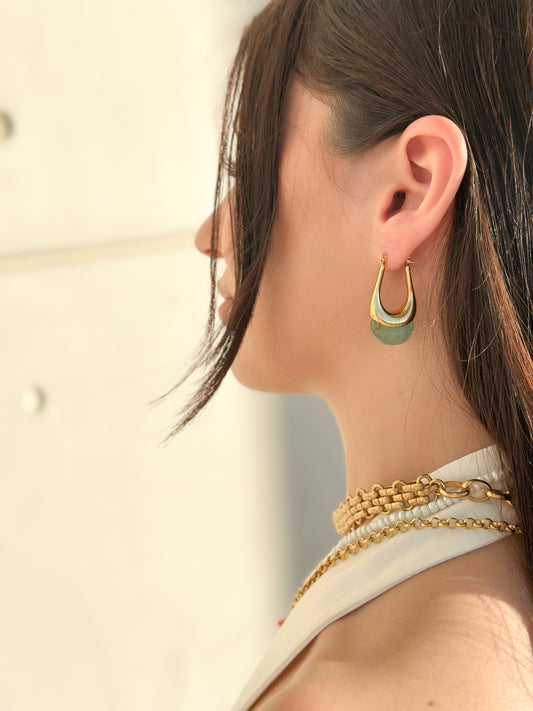 “Emerald glow” Hoops